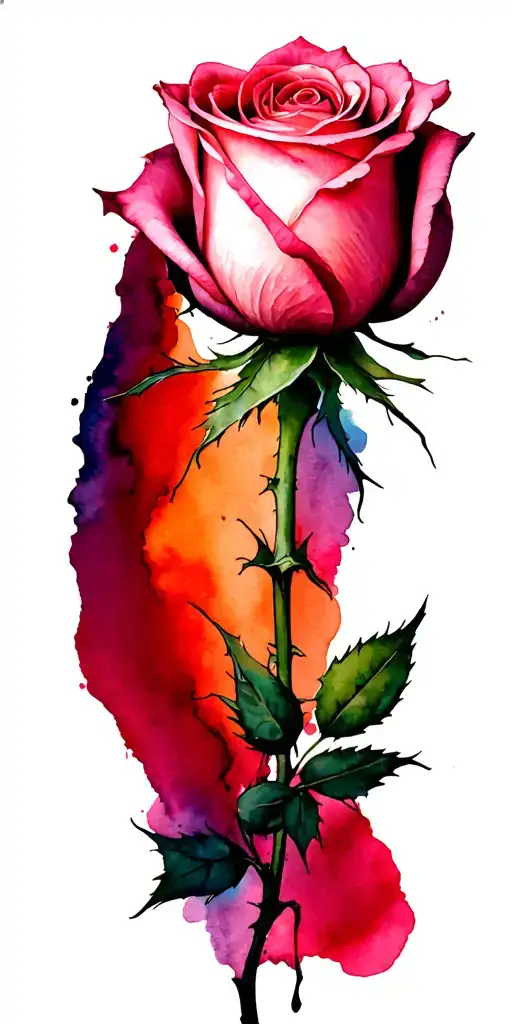 closed rose with long shaft  tattoo design idea