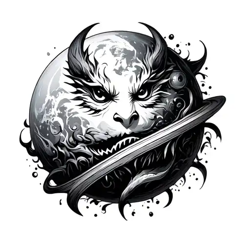 rahu planet but different and small one but attractive and different  tattoo design idea