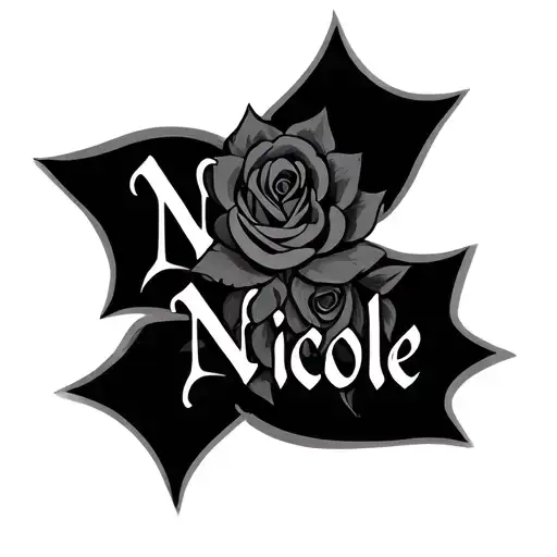 wife's name intertwined "Nicole" tattoo design idea