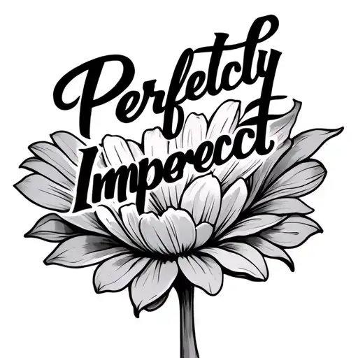 the word perfectly imperfect with a flower at the end make the tattoo on the color bone and the words straight across tattoo design idea