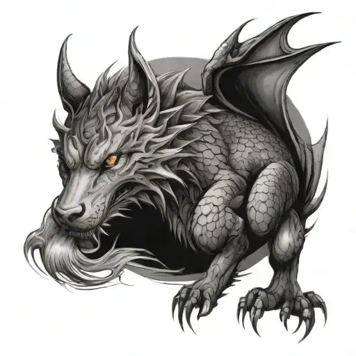 dragon wolf moon mother wife  tattoo design idea