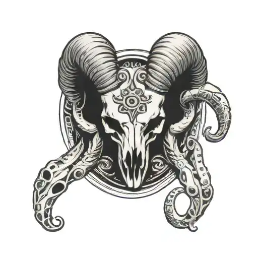 ram skull adorned tattoo design idea