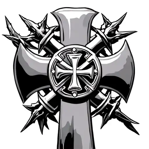 firefighter christian cross with thorns tattoo design idea