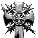 firefighter christian cross with thorns tattoo design idea