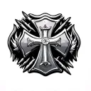 firefighter christian cross with thorns tattoo design idea