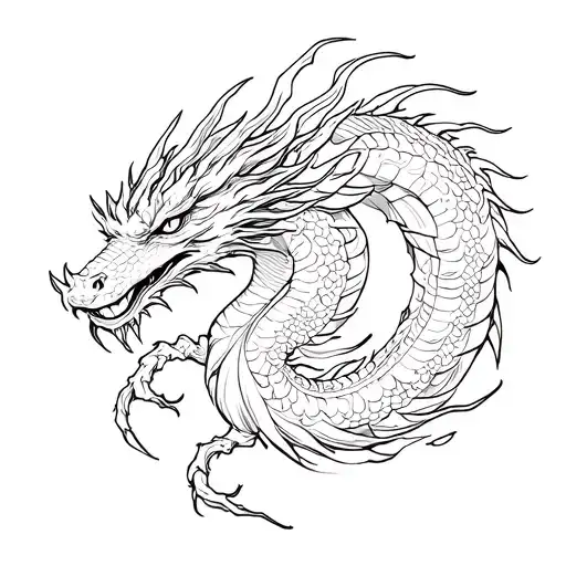 spirit away Haku dragon body fine line tattoo tattoo design idea