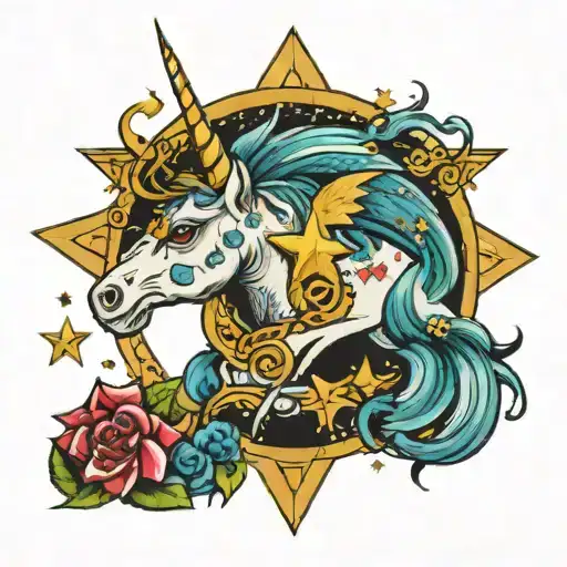 capicorn aquarious stars shining tattoo design idea