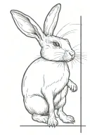 rabbit standing on thin black line tattoo design idea