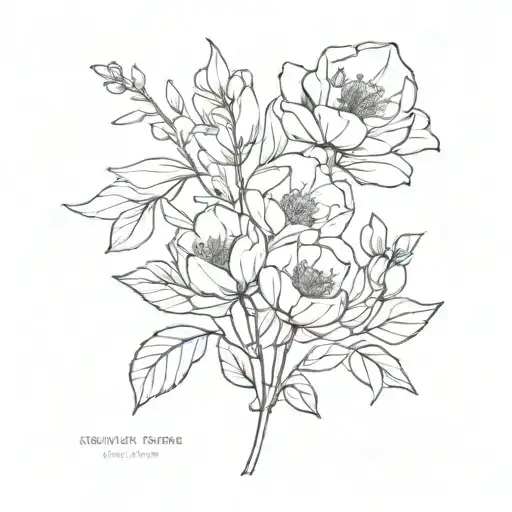 birth flower bundle November march June August tattoo design idea