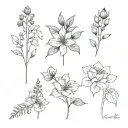 birth flower bundle November march June August tattoo design idea