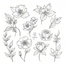 birth flower bundle November march June August tattoo design idea