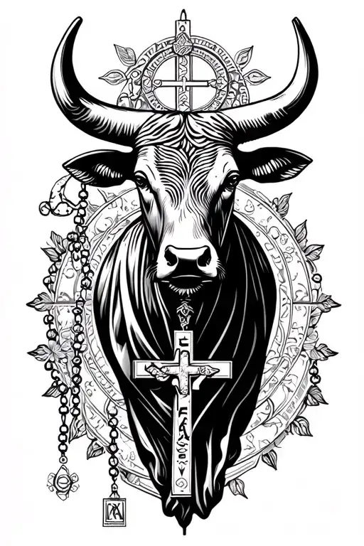 Catholic rosary, 1992, astrological sign bull tattoo design idea