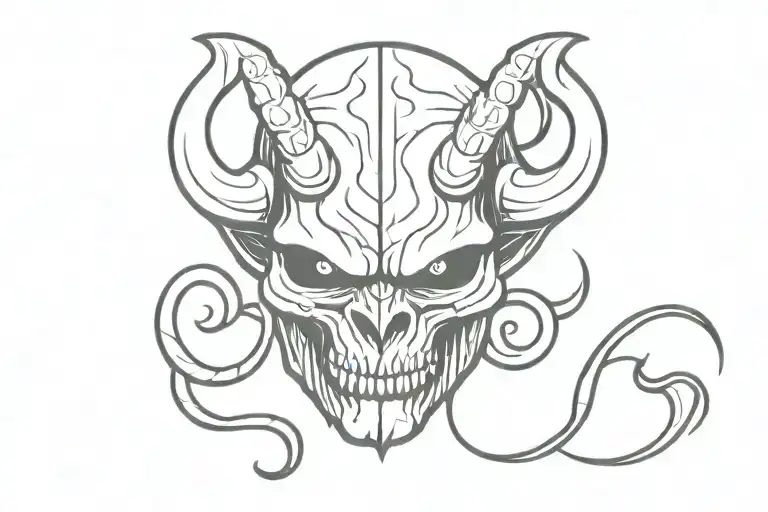 hellboy demon skull tattoo design idea