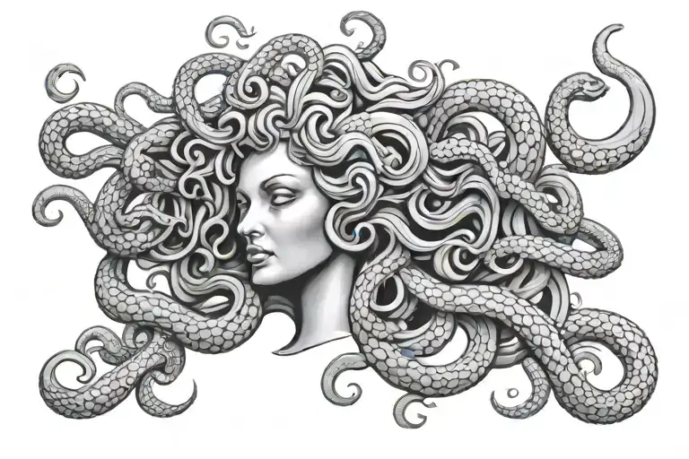 medusa with three snake heads tattoo design idea