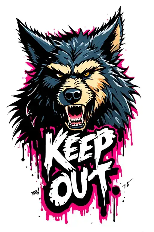 "Keep Out" werewolf tattoo design idea
