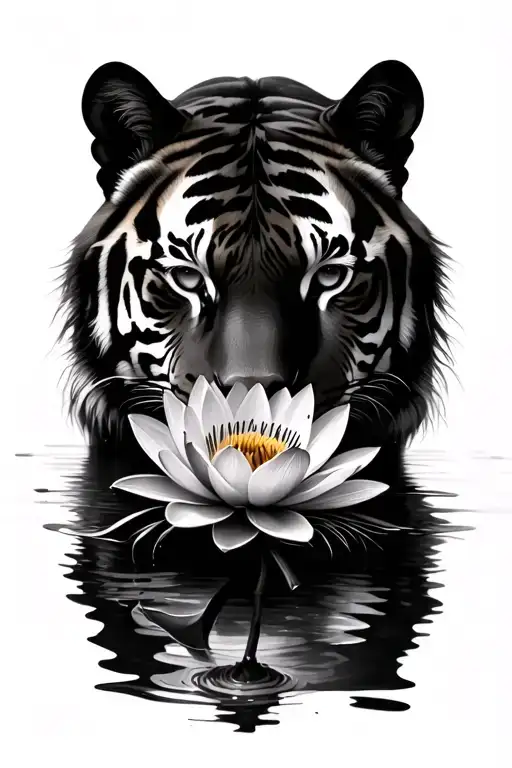 tiger water lily flower tattoo design idea