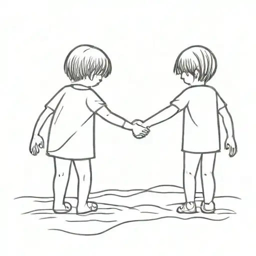 Older sister two little brothers holding hands tattoo design idea