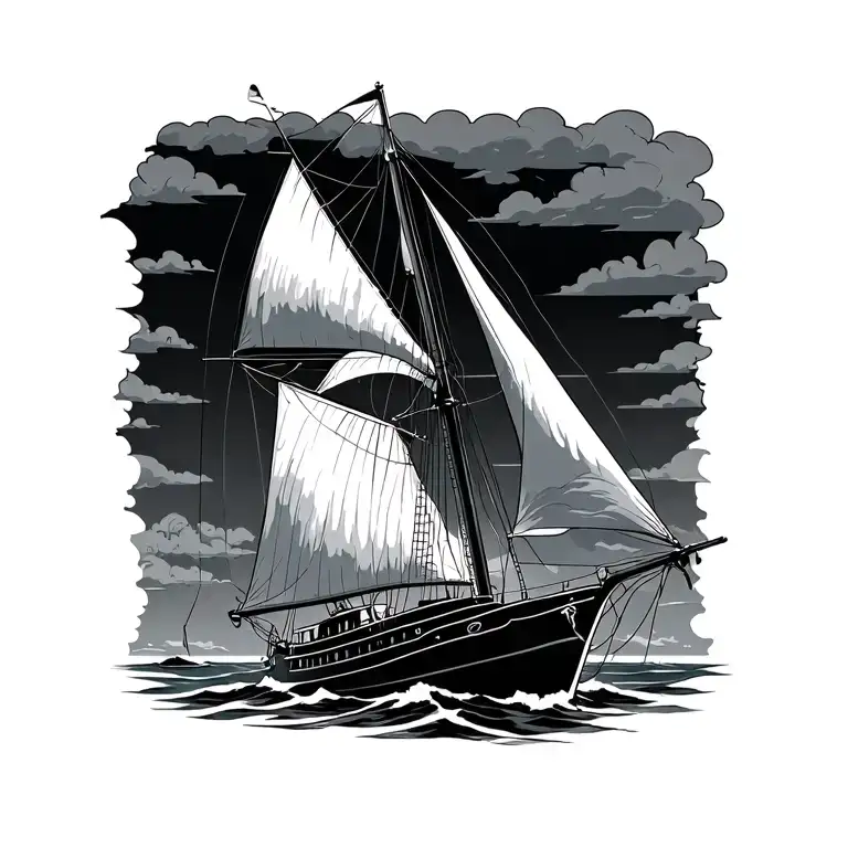 sail boat tattoo design idea