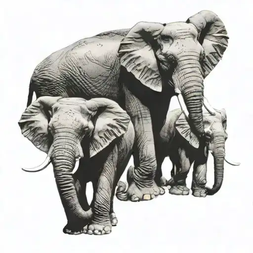 3 elephants tattoo design idea