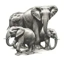 3 elephants tattoo design idea