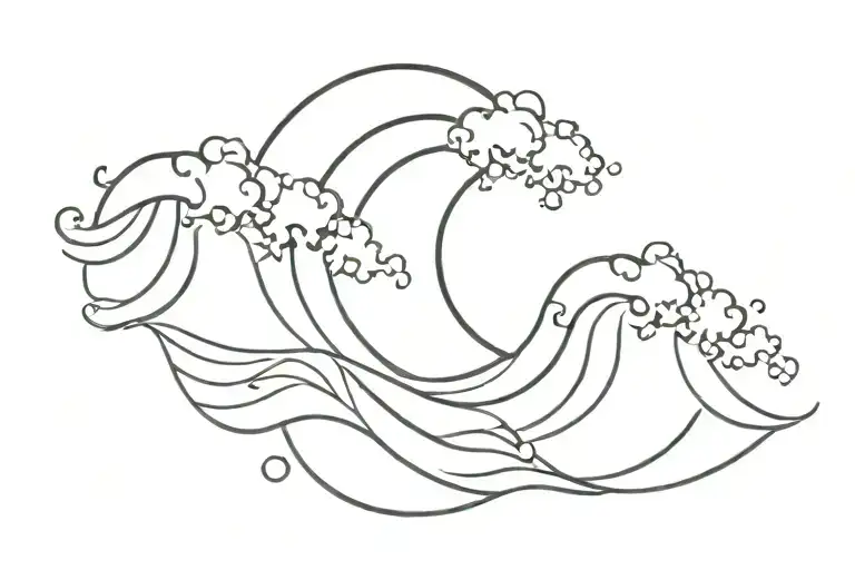3 sea waves in a stencil art. one of them bold. very simple. tattoo design idea