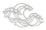 3 sea waves in a stencil art. one of them bold. very simple. tattoo design idea
