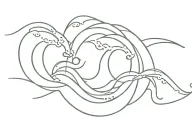3 sea waves in a stencil art. one of them bold. very simple. tattoo design idea