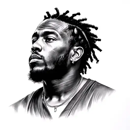 Kendrick Lamar realistic portrait tattoo design idea