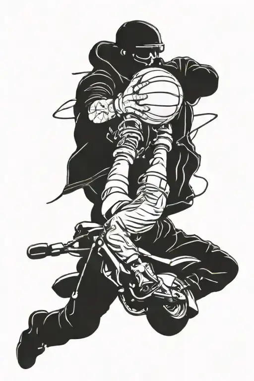 motorcycling skydiving basketball tattoo design idea