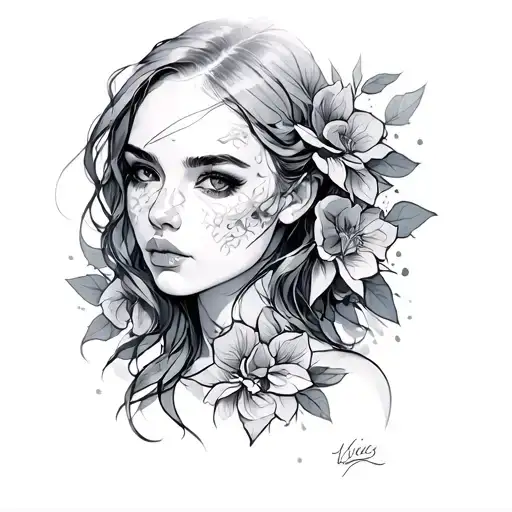 fine line black grey sketch tattoo design idea