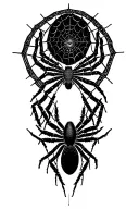 Blackwork Spider with spider webs surrounding feminine tattoo design idea
