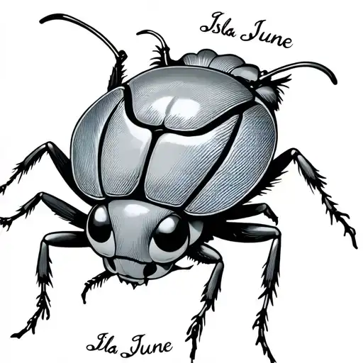 June bug with Isla June name incorporated tattoo design idea