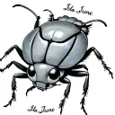 June bug with Isla June name incorporated tattoo design idea