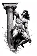 Samson pulling columns down tattoo design idea