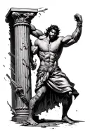 Samson pulling columns down tattoo design idea