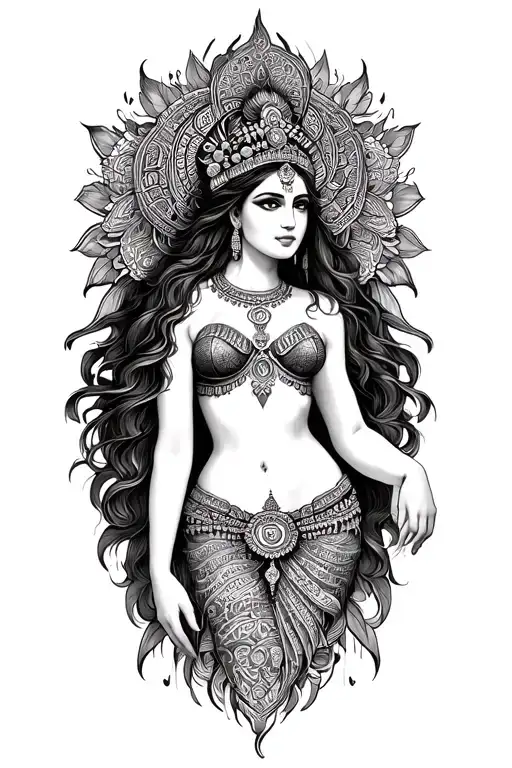 mandala and goddess sexy fit tattoo design idea