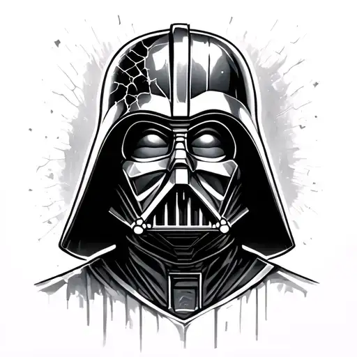 darth vader cracked mask tattoo design idea