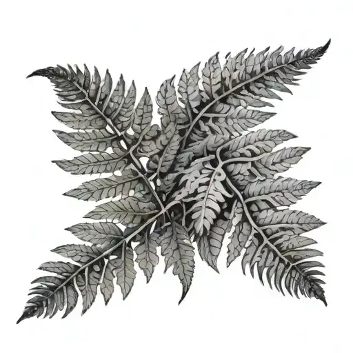 2 fern leaves growing tattoo design idea