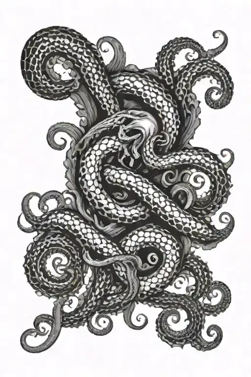 Lovecraft inspired kraken emerging tattoo design idea