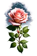 rose and thunderstorm tattoo design idea