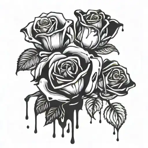 roses with liquid dripping from the bottom tattoo design idea