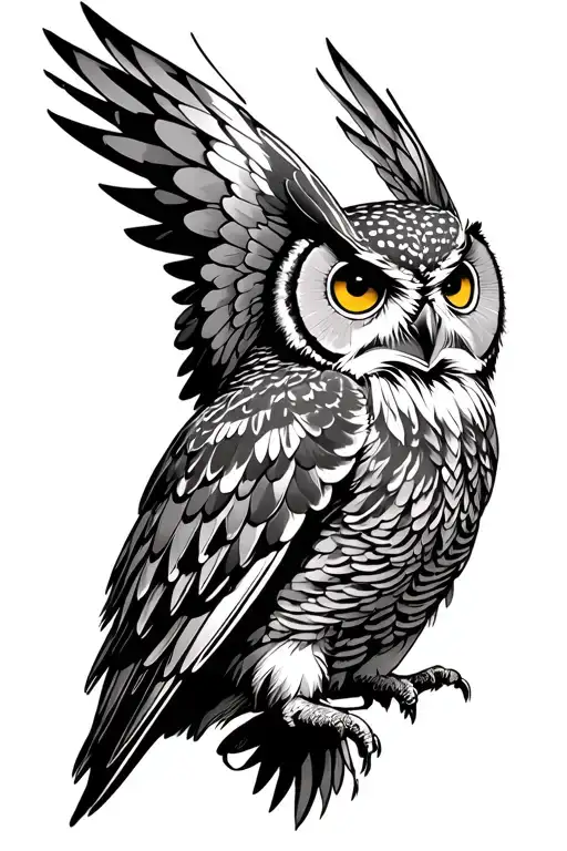 Owl spread wings tattoo design idea