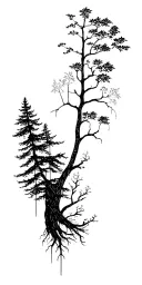 trees and other plants growing from the shoulder and spreading to the chest and arm tattoo design idea