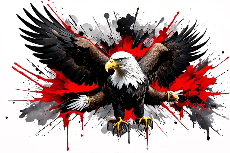 Viking sleeve with bald eagle tattoo design idea