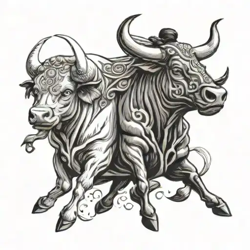 bull and matador tattoo design idea