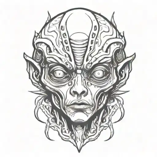 alien face tattoo design idea