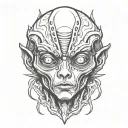 alien face tattoo design idea