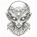 alien face tattoo design idea