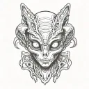 alien face tattoo design idea