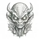 alien face tattoo design idea